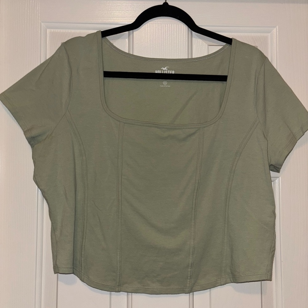 Hollister Sage Green Square Neck Crop Top